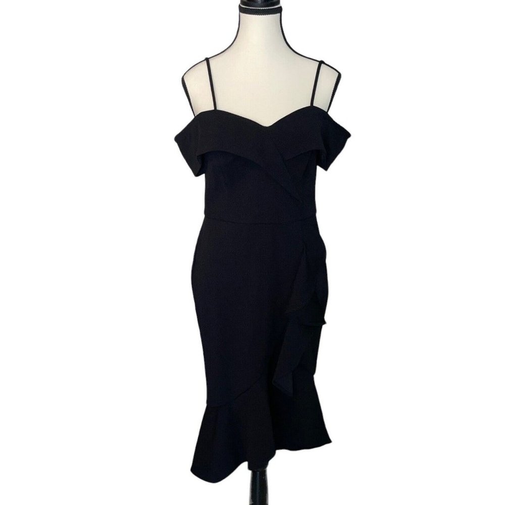 LBD Ruffle Flounce Sleeveless Midi Dress Sz 4 by BeBe